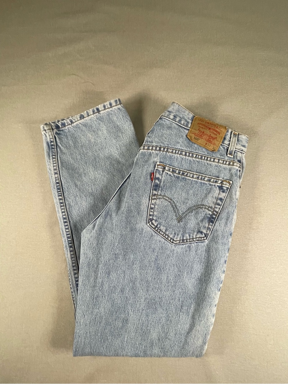 Levi's 505 Regular Fit Straight Leg Jeans Light Wash Blue Mens 33x32